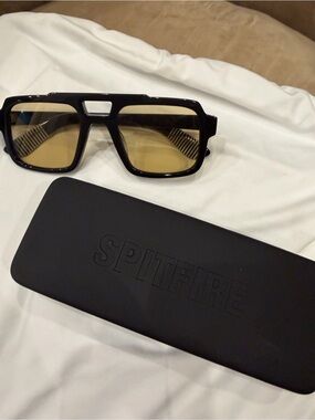 Spitfire womens Black Frame Sunglasses with Amber Lenses